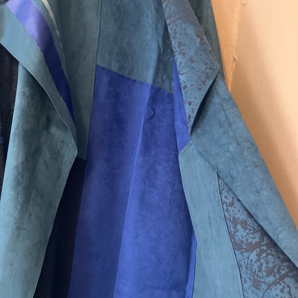 🌀🆕🎉🏷️ shades of blue abstract mixed media open over coat jacket - Picture 11 of 16